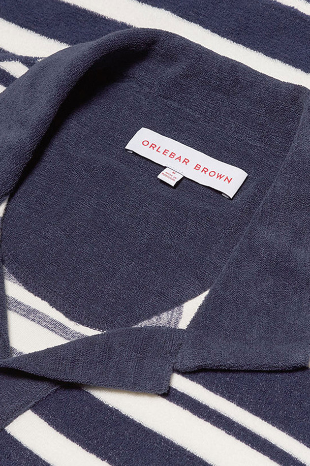 Orlebar Brown Frottee - Shirt in Blau/Weiß gestreift