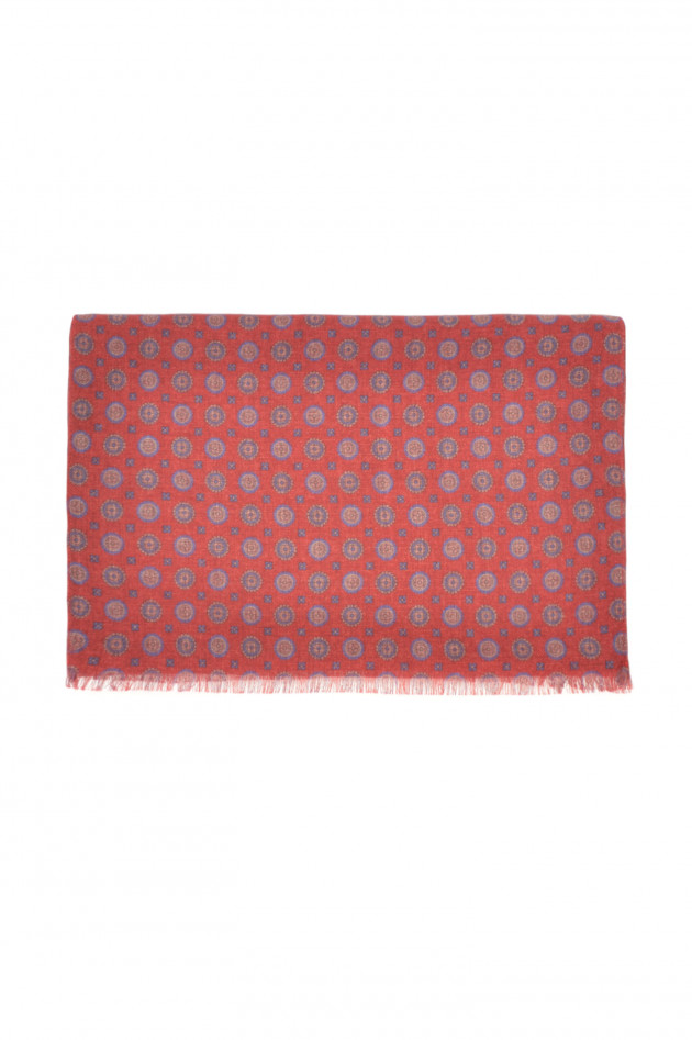 Pelo Schal aus Wolle in Rot/Blau gemustert