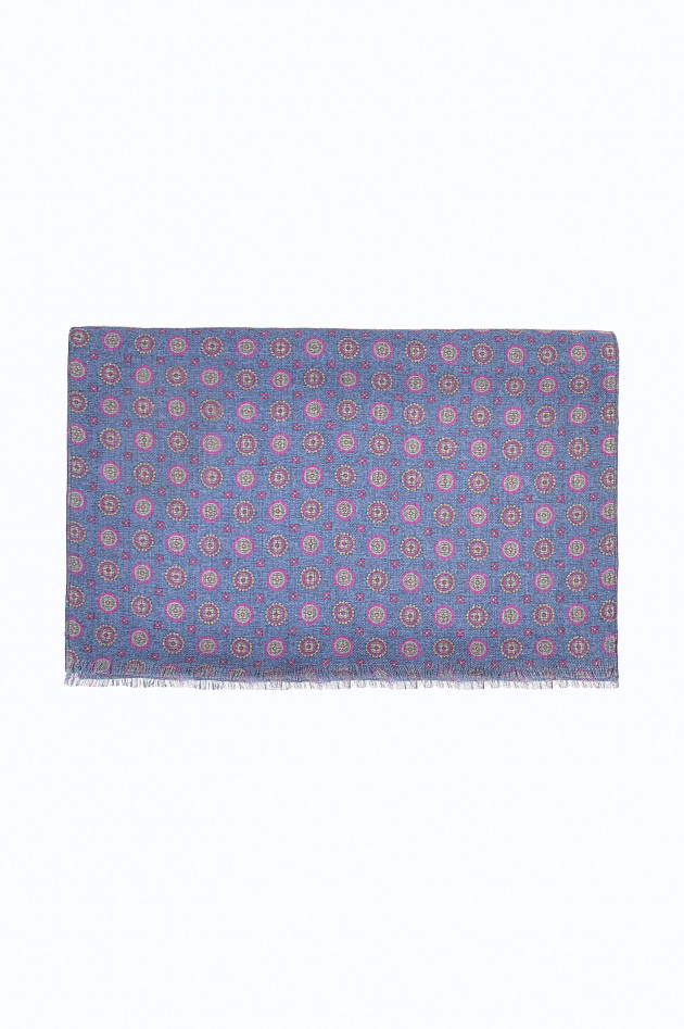 Pelo Schal aus Wolle in Blau/Pink gemustert