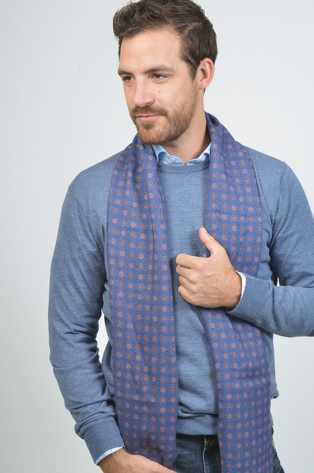 Pelo Schal aus Wolle in Blau/Pink gemustert