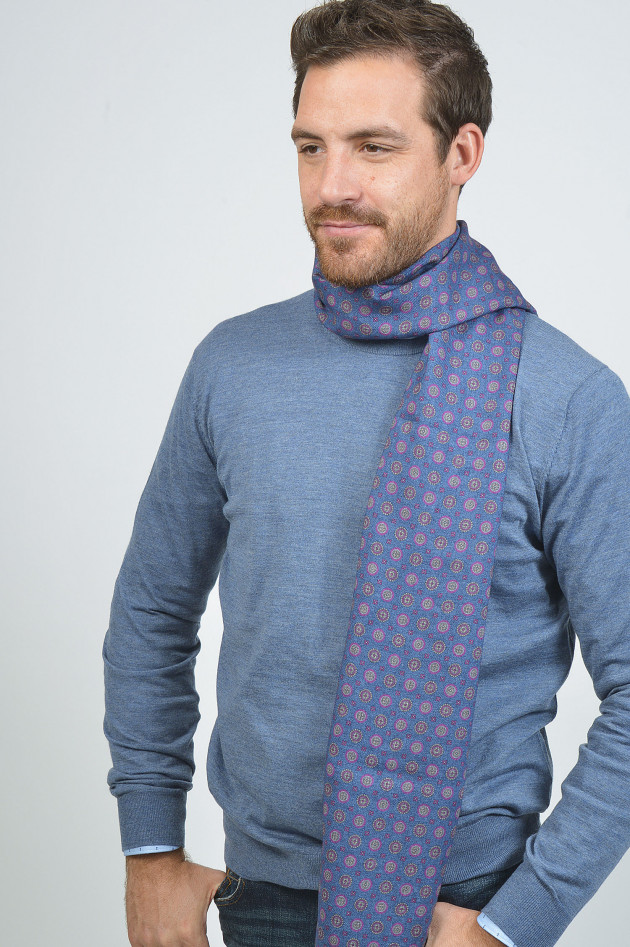 Pelo Schal aus Wolle in Blau/Pink gemustert