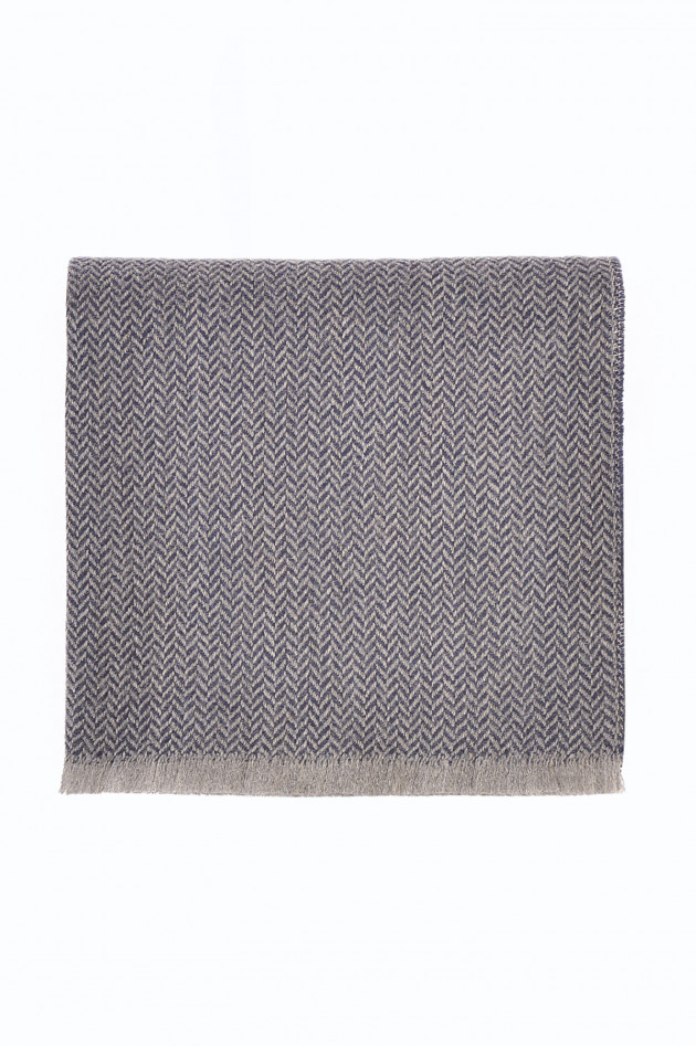 Pelo Schal aus Wolle in Grau/Blau gemustert