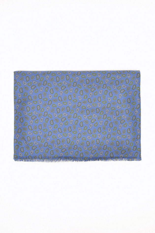 Pelo Schal in Blau/Grün gemustert