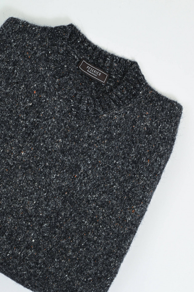 Peserico Strickpullover aus Alpaka-Mix in Grau/Weiß meliert
