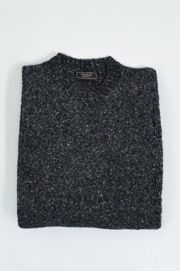 Peserico Strickpullover aus Alpaka-Mix in Grau/Weiß meliert
