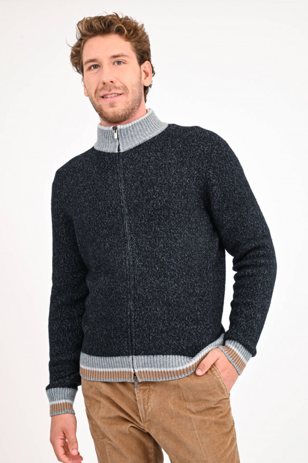 Peserico Melierte Strickjacke mit Cashmere in Anthrazit