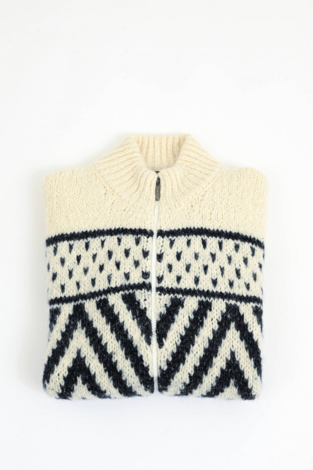 Peserico Strickjacke mit Norwegermuster in Creme/Navy