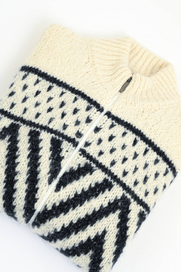 Peserico Strickjacke mit Norwegermuster in Creme/Navy