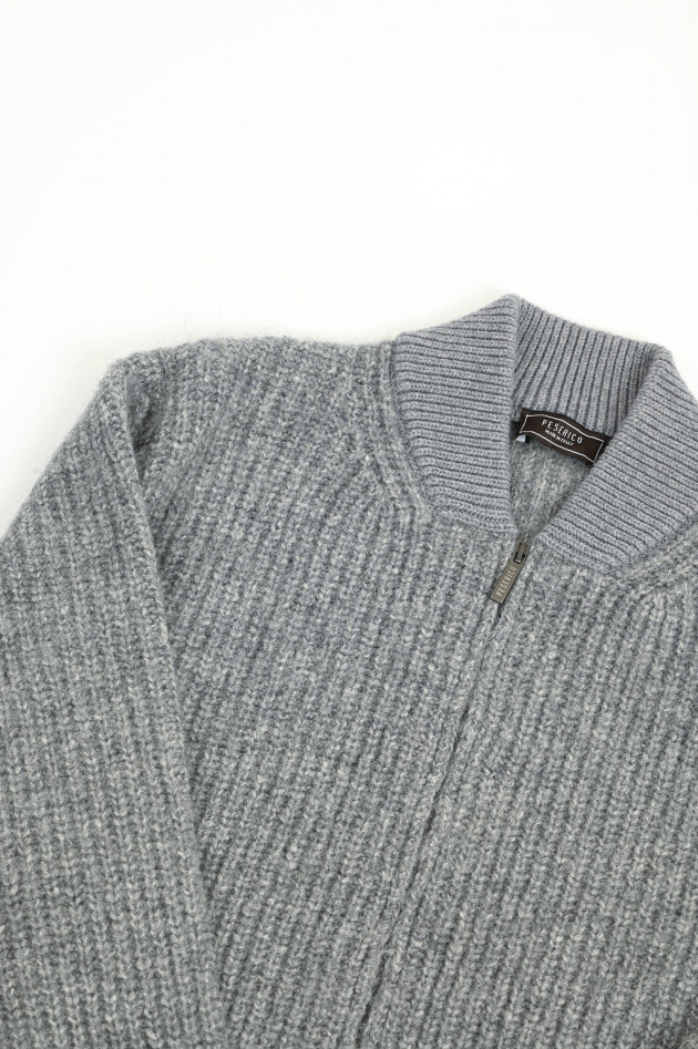 Peserico Strickweste mit Kontrastdetails in Grau/Weiß