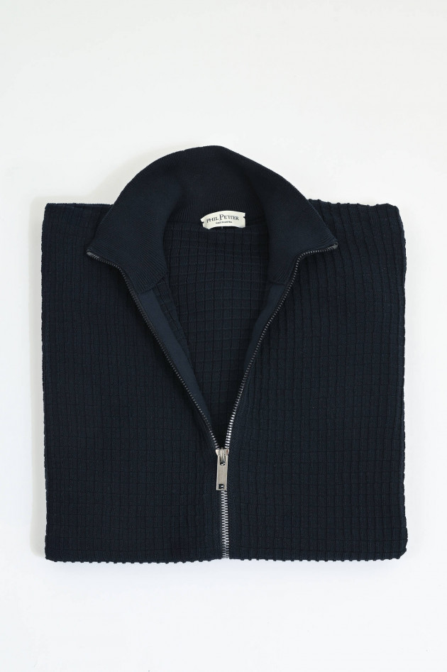 Phil Petter Strickjacke mit Struktur in Navy