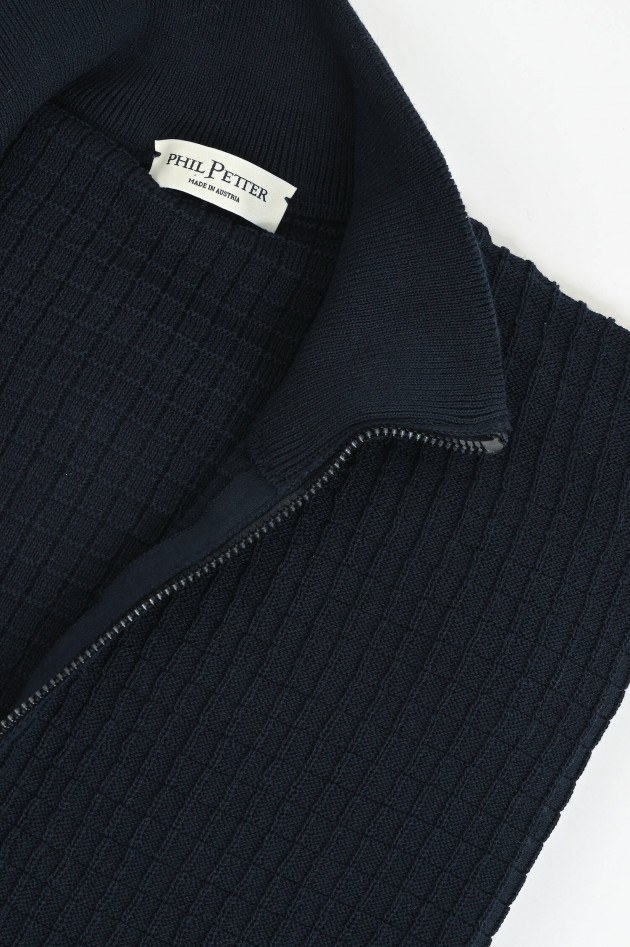 Phil Petter Strickjacke mit Struktur in Navy