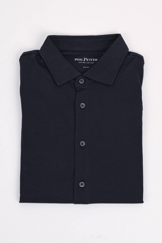 Phil Petter Langarm Poloshirt  in Navy