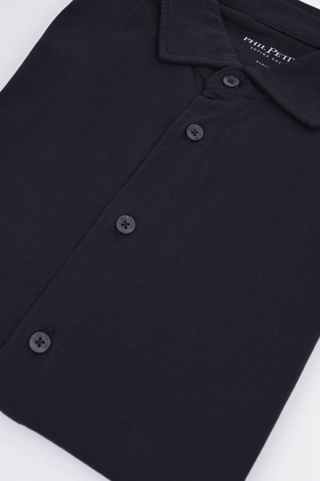 Phil Petter Langarm Poloshirt  in Navy