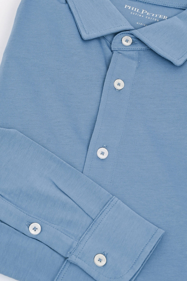 Phil Petter Langarm Poloshirt in Blau