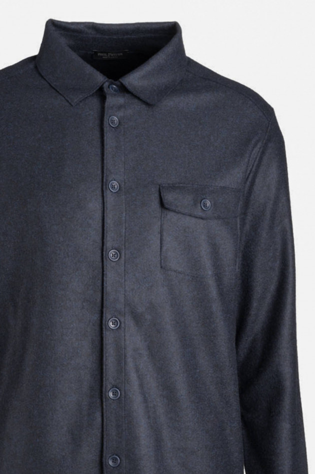 Phil Petter Wollflanell Hemd in Navy