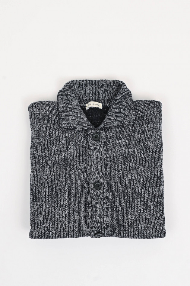 Phil Petter College Strickjacke in Dunkelblau/Grau