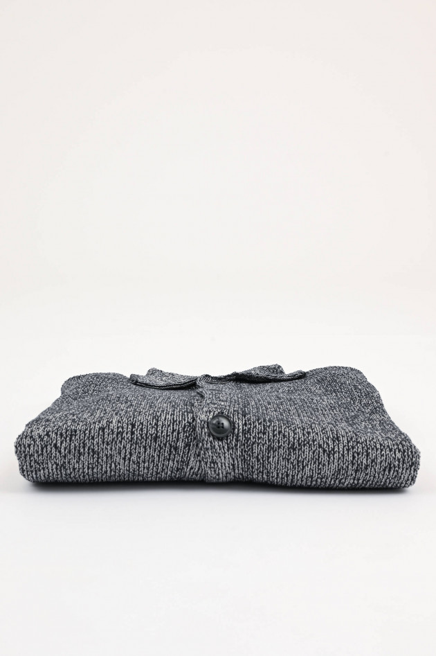 Phil Petter College Strickjacke in Dunkelblau/Grau