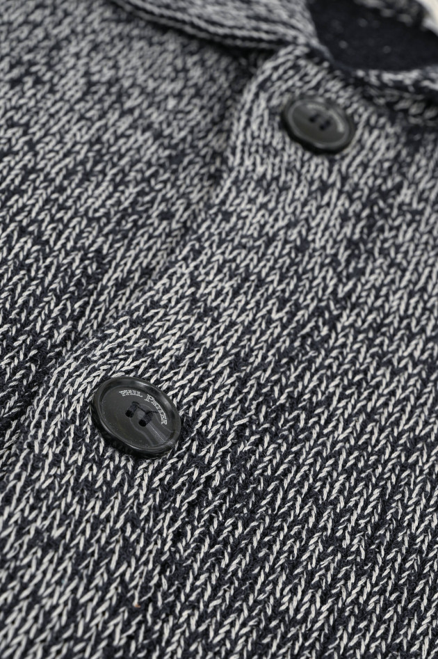 Phil Petter College Strickjacke in Dunkelblau/Grau