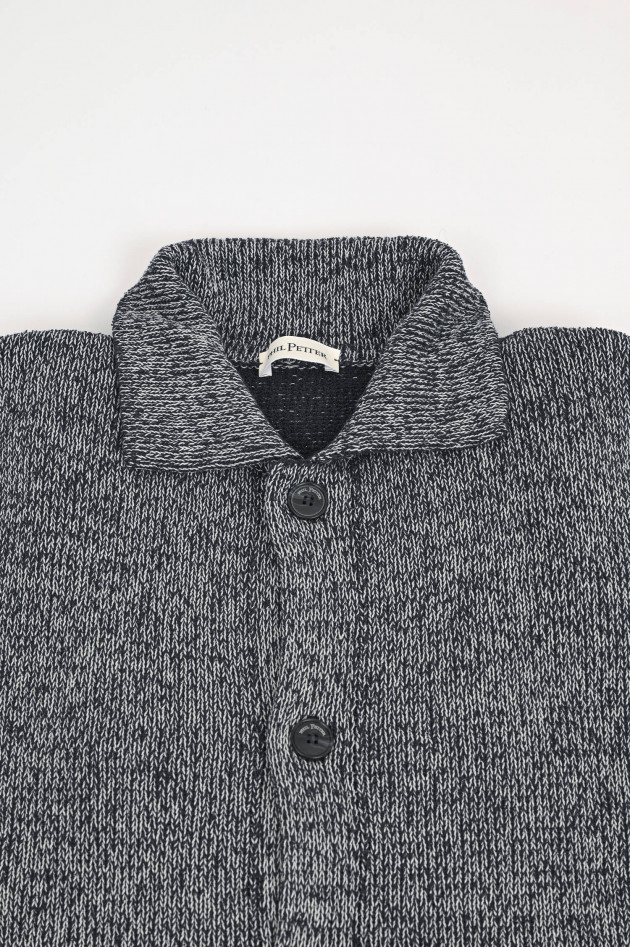 Phil Petter College Strickjacke in Dunkelblau/Grau