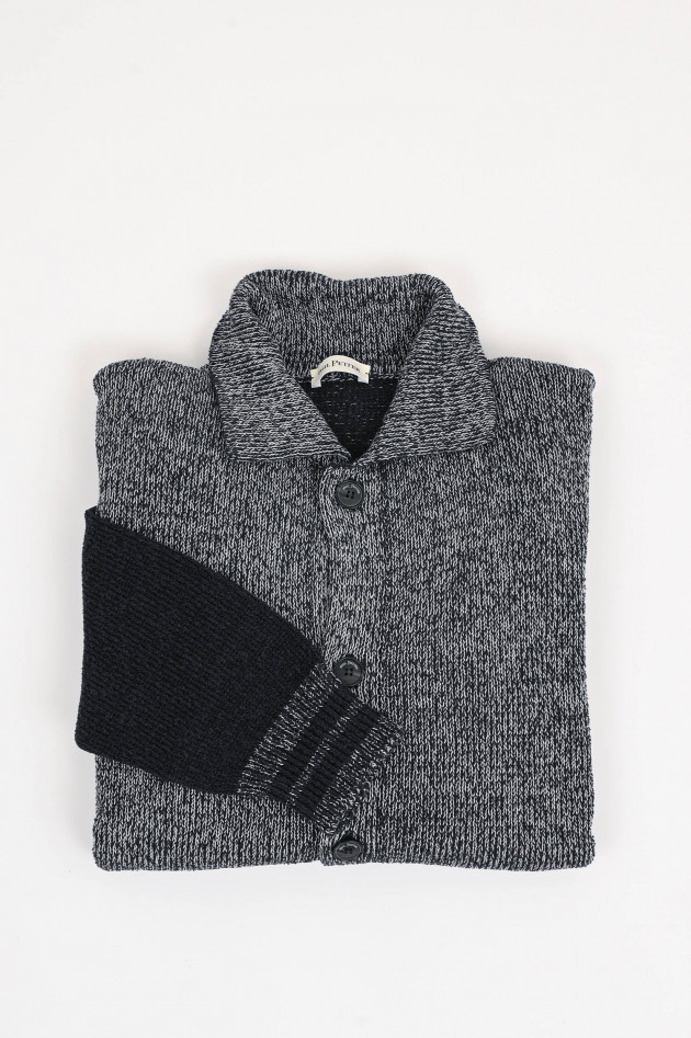 Phil Petter College Strickjacke in Dunkelblau/Grau
