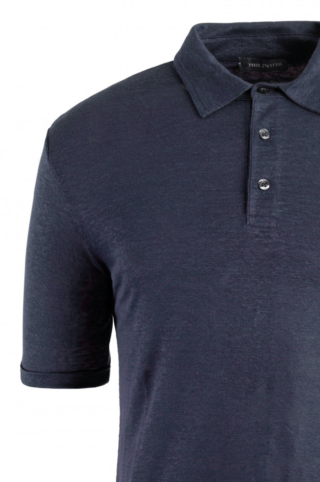 Phil Petter Polo-Shirt aus Leinen in Navy