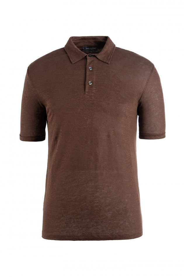 Phil Petter Polo-Shirt aus Leinen in Coffee