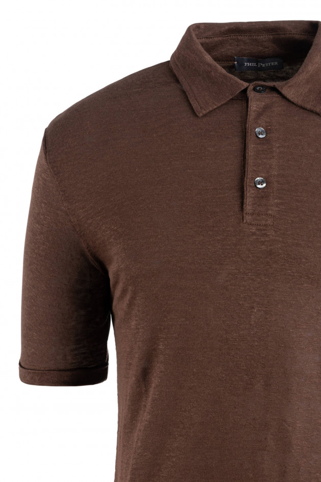 Phil Petter Polo-Shirt aus Leinen in Coffee