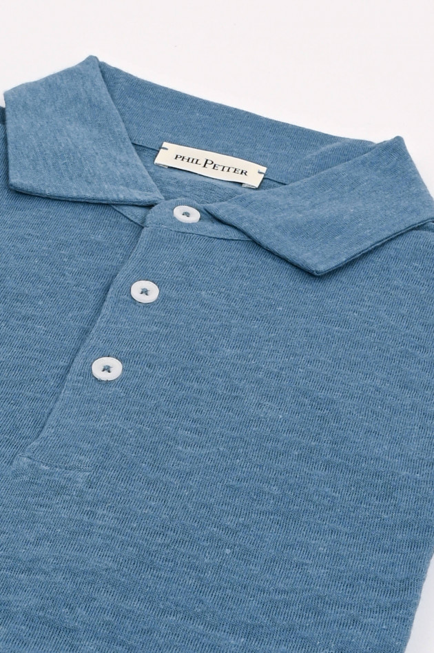 Phil Petter Polo-Shirt aus Leinen in Blau