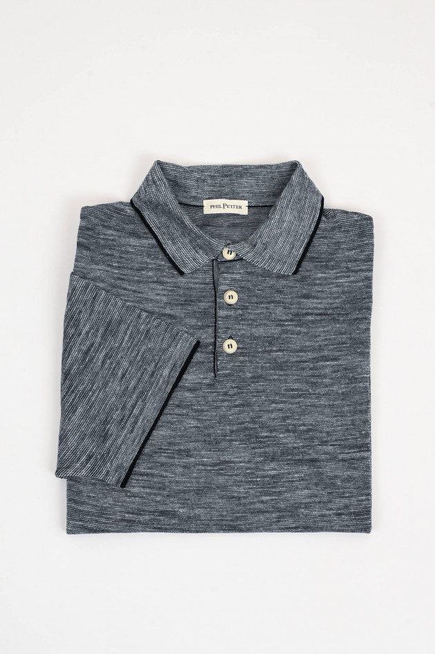 Phil Petter Polo-Shirt in Navy/Grau meliert