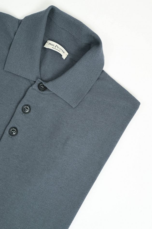 Phil Petter Strick-Polo aus Baumwolle in Grau