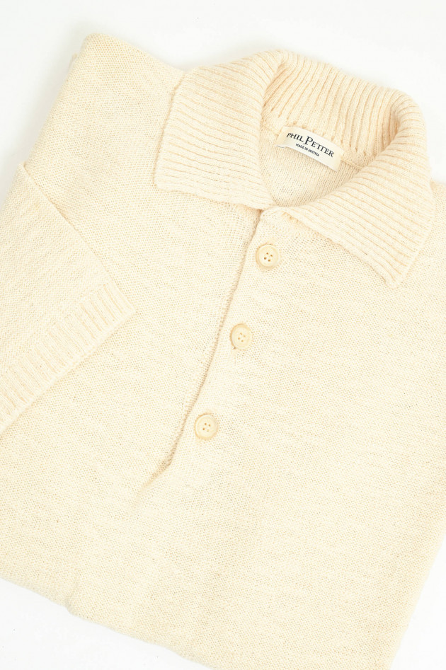 Phil Petter Polo-Shirt aus Baumwoll-Leinen-Mix in Creme