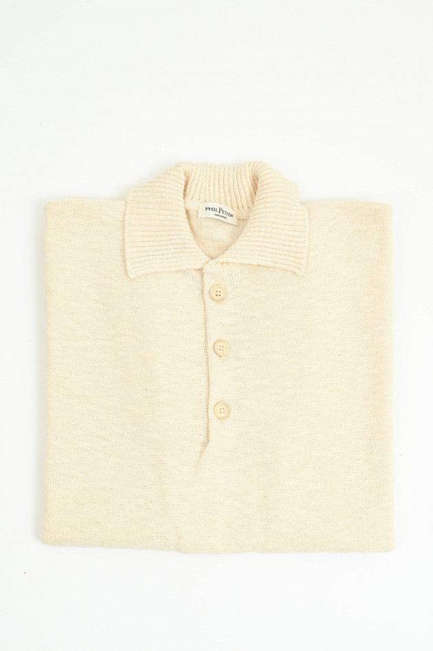 Phil Petter Polo-Shirt aus Baumwoll-Leinen-Mix in Creme