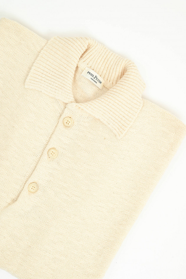 Phil Petter Polo-Shirt aus Baumwoll-Leinen-Mix in Creme