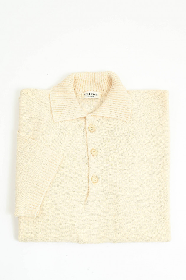Phil Petter Polo-Shirt aus Baumwoll-Leinen-Mix in Creme