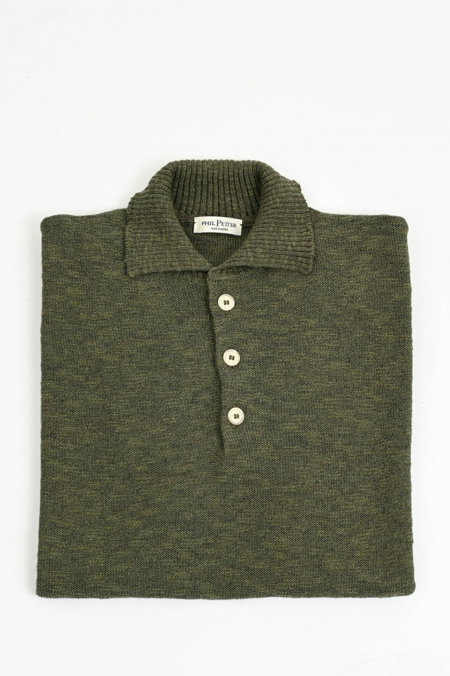 Phil Petter Polo-Shirt aus Baumwoll-Leinen-Mix in Khaki