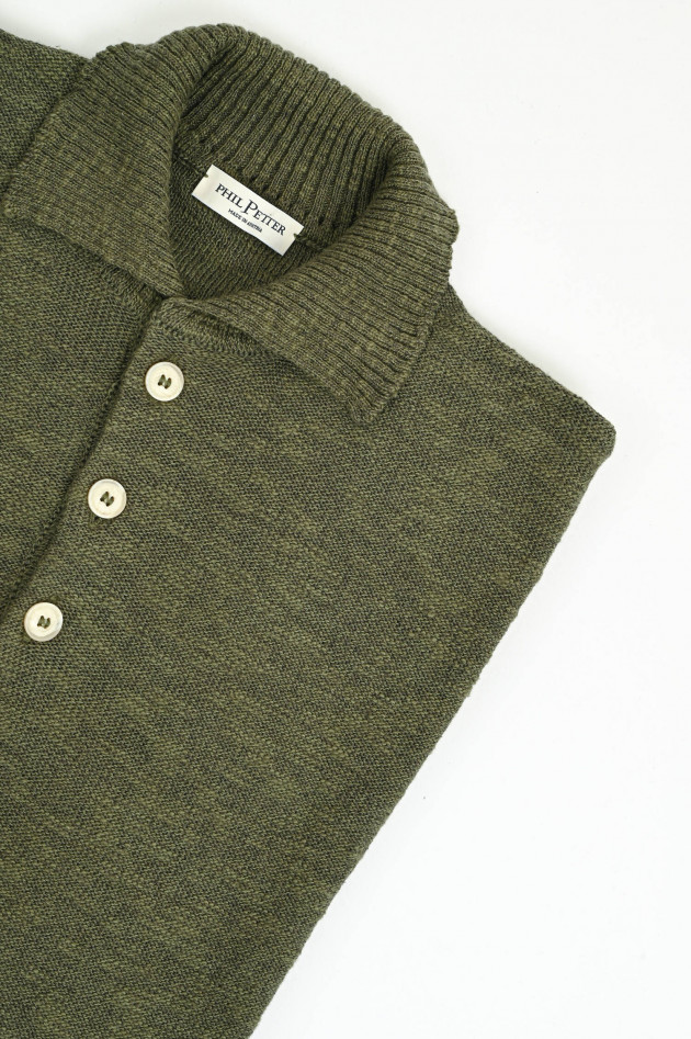 Phil Petter Polo-Shirt aus Baumwoll-Leinen-Mix in Khaki