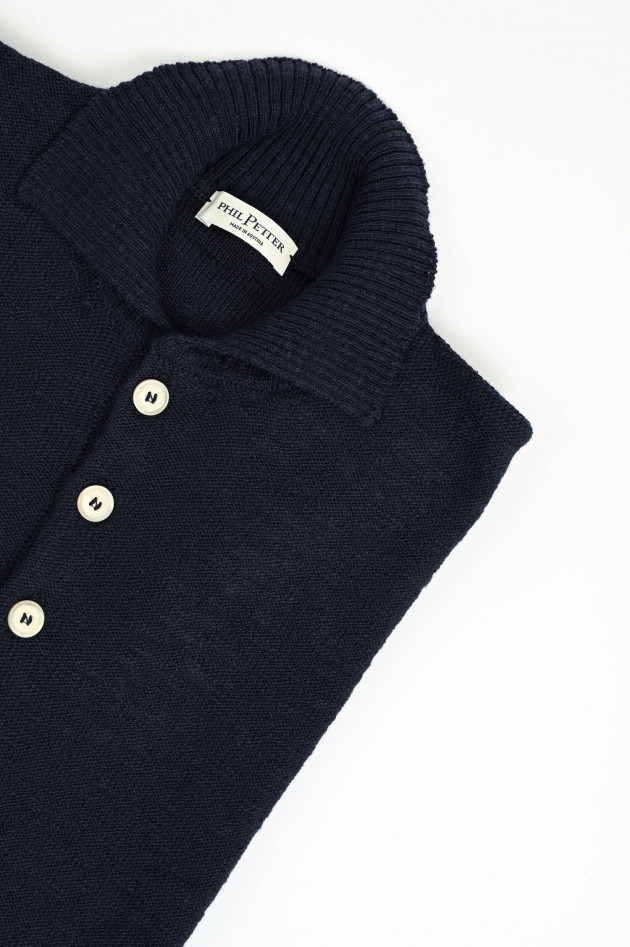 Phil Petter Polo-Shirt aus Baumwoll-Leinen-Mix in Navy