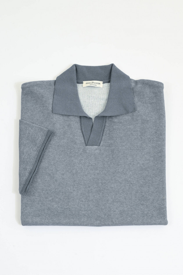 Phil Petter Poloshirt aus Baumwolle in Hellgrau meliert