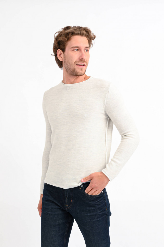 Phil Petter Rundhals-Pullover aus Wollmix in Kalk