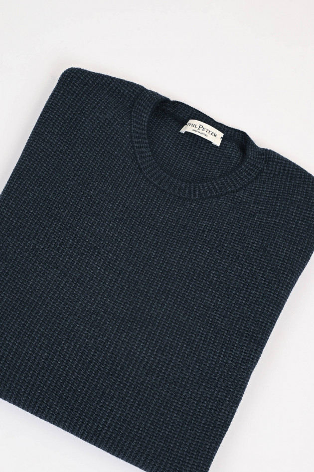 Phil Petter Pullover mit dezentem Waffelmuster in Navy
