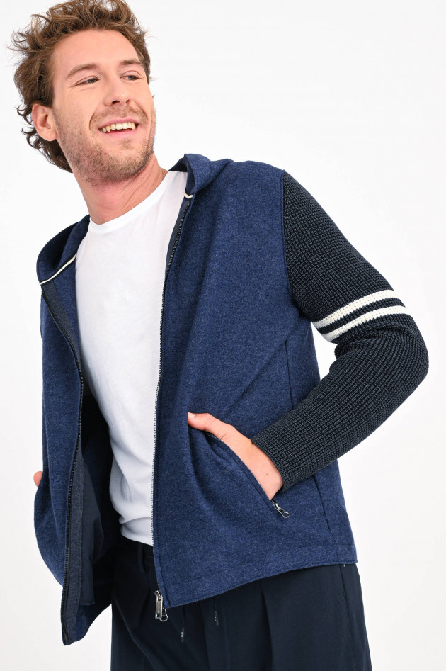 Phil Petter Lodenjacke mit Strick-Arm in Navy