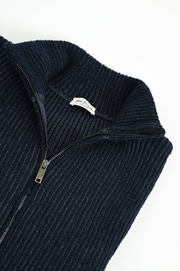 Phil Petter Strickjacke aus Woll-Mix in Navy