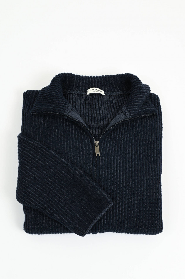 Phil Petter Strickjacke aus Woll-Mix in Navy