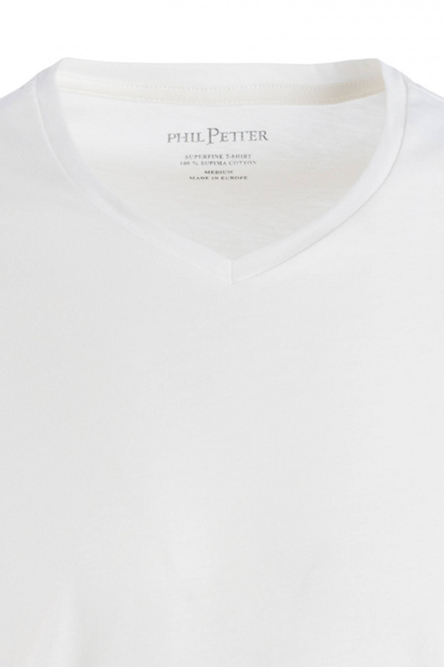 Phil Petter Jersey Kurzarmshirt mit V-Ausschnitt in Weiß
