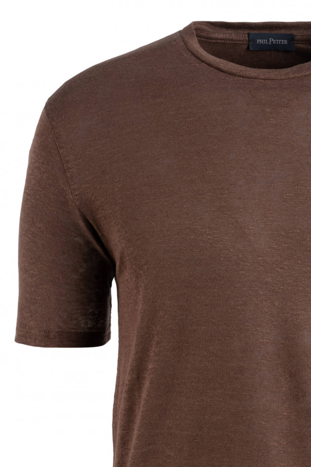 Phil Petter T-Shirt aus Leinen in Coffee