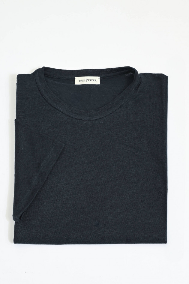 Phil Petter Kurzarm-Shirt aus Leinen in Navy
