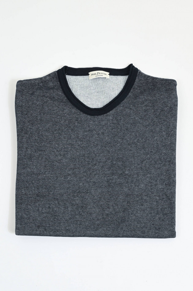 Phil Petter Langarm-Shirt aus Baumwolle in Navy meliert