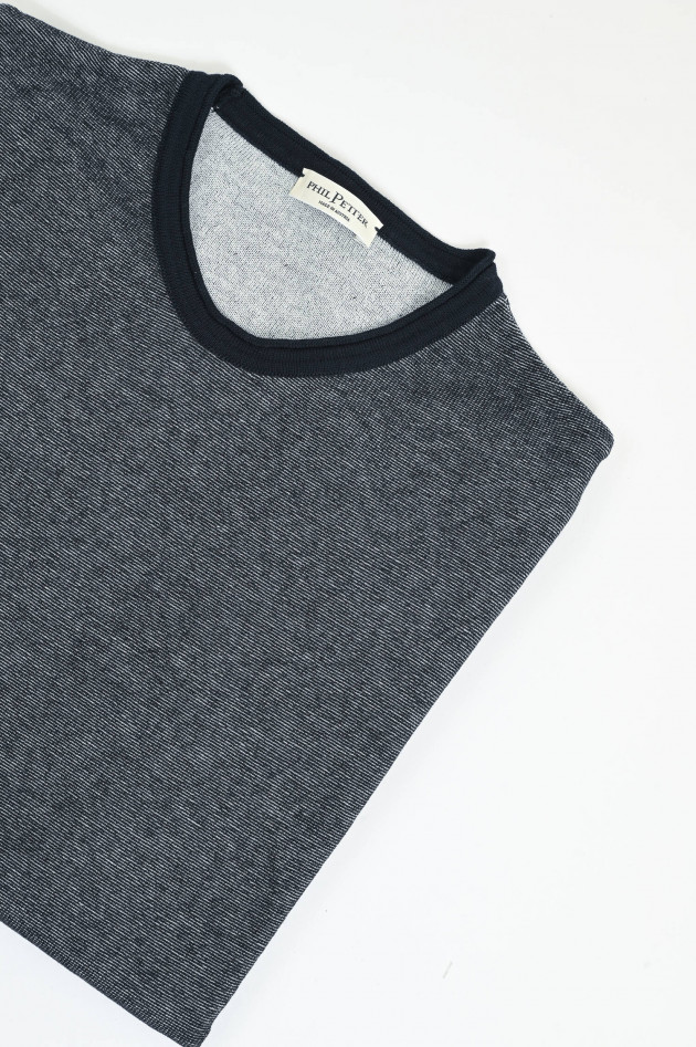 Phil Petter Langarm-Shirt aus Baumwolle in Navy meliert