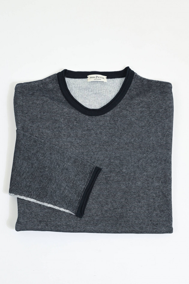 Phil Petter Langarm-Shirt aus Baumwolle in Navy meliert