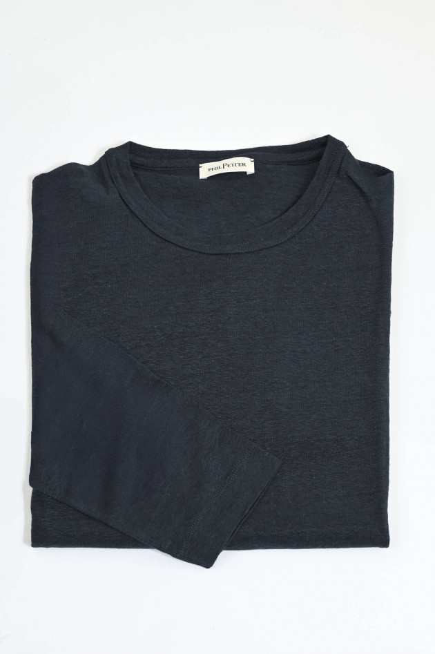 Phil Petter Langarm-Shirt aus Leinen in Anthrazit